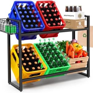 SOUTHGATE Getränkekistenregal 6 Kisten | Höhenverstellbares Metallregal für Küche & Garage | Stabil & Praktisch mit Abla