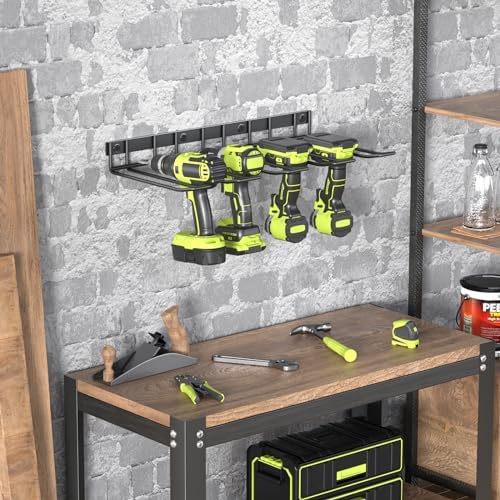 WELDUN Werkzeughalterung für Schlagbohrschrauber – 3 Ebenen Werkzeugregal für Garage und Werkstatt, mit seitlichem Schra