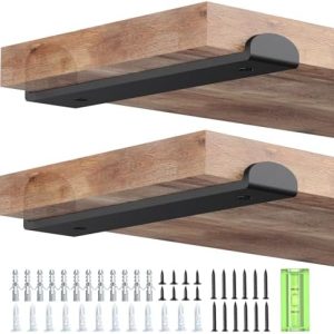 WELDUN Regalhalterung Set 4 Stück, 2|5 CM Metall Regalwinkel - Wandmontage, 75 KG Tragkraft, Schwarz für Wohnzimmer und