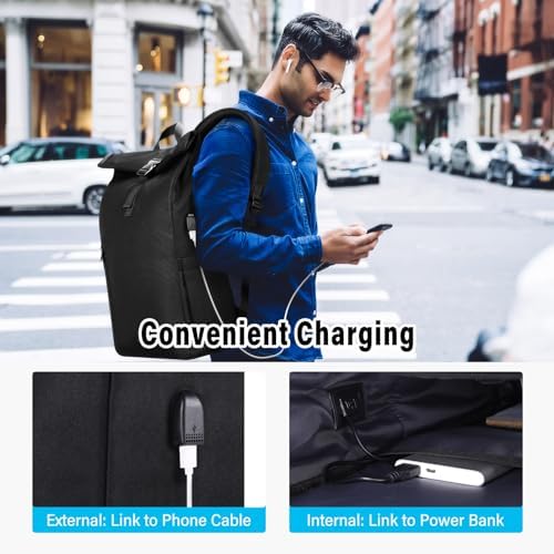 HOMIEE Rolltop Rucksack 30L für Herren und Damen – Wasserdichter Laptoprucksack für Arbeit & Reisen