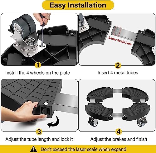 WELDUN Pflanzenroller mit 200KG Tragkraft, Ø 40-54 cm, feststellbar, ideal für Innen- & Außenbereich, 2er Set, Grau