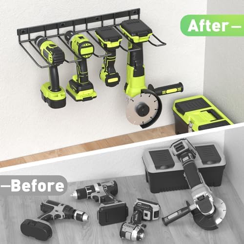 WELDUN Werkzeughalterung für Schlagbohrschrauber – 3 Ebenen Werkzeugregal für Garage und Werkstatt, mit seitlichem Schra