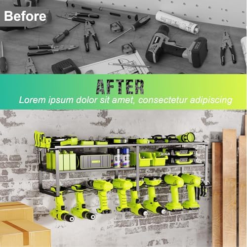 WELDUN Werkzeughalterung für Schlagbohrschrauber – 3 Ebenen Werkzeugregal für Garage und Werkstatt, mit seitlichem Schra