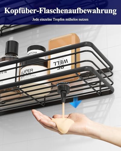 Kitsure Duschablage Ohne Bohren – 2er-Pack Selbstklebend, Ideal für Viel Stauraum im Badezimmer, W 30.0cm, Schwarz