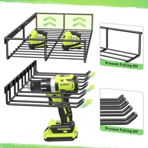 WELDUN Werkzeughalterung für Schlagbohrschrauber – 3 Ebenen Werkzeugregal für Garage und Werkstatt, mit seitlichem Schra