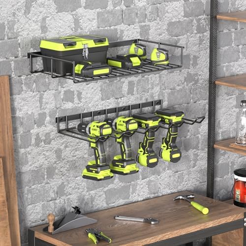WELDUN Werkzeughalterung für Schlagbohrschrauber – 3 Ebenen Werkzeugregal für Garage und Werkstatt, mit seitlichem Schra