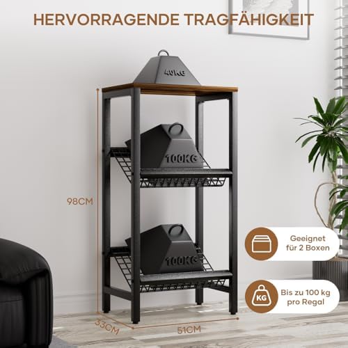 HFHOME Getränkekistenregal aus stabilem Metall mit verstellbarem Holzablage – Ideal für Küche, Keller und Garage!