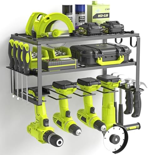 WELDUN Werkzeughalterung für Schlagbohrschrauber – 3 Ebenen Werkzeugregal für Garage und Werkstatt, mit seitlichem Schra