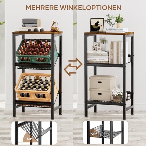 HFHOME Getränkekistenregal aus stabilem Metall mit verstellbarem Holzablage – Ideal für Küche, Keller und Garage!