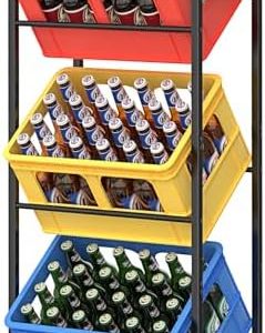 WELDUN Getränkekistenregal für 3 Kisten - Stabil und platzsparend für Bier, Obst & Wasser mit 90KG Tragkraft