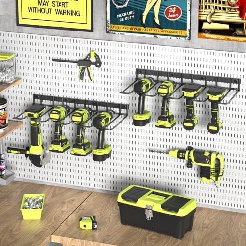 WELDUN Werkzeughalterung für Schlagbohrschrauber – 3 Ebenen Werkzeugregal für Garage und Werkstatt, mit seitlichem Schra